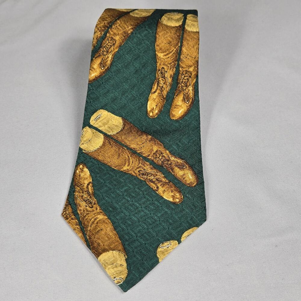 Chaps Ralph Lauren Tie Mens One Size Green Silk Equestrian Boots Western Novelty